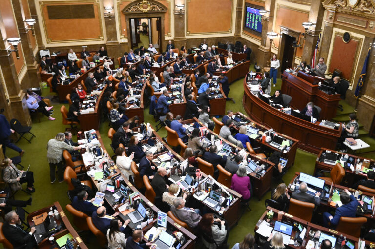  Legislators work in the House Chamber on the last day of the legislative session at the Utah State Capitol, Friday, March 7, 2025. (Photo by Alex Goodlett for Utah News Dispatch)