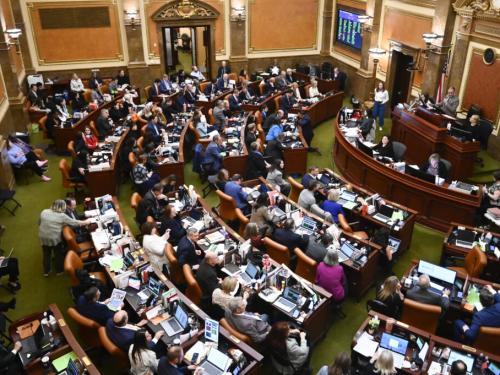  Legislators work in the House Chamber on the last day of the legislative session at the Utah State Capitol, Friday, March 7, 2025. (Photo by Alex Goodlett for Utah News Dispatch)