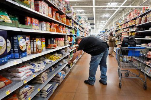  A man shops for groceries at a Chicago supermarket. Inspired by now confirmed federal Health and Human Services Secretary Robert F. Kennedy Jr.’s views, several states are considering bills to prevent food stamps from being used to purchase candy and soda. (Scott Olson/Getty Images)