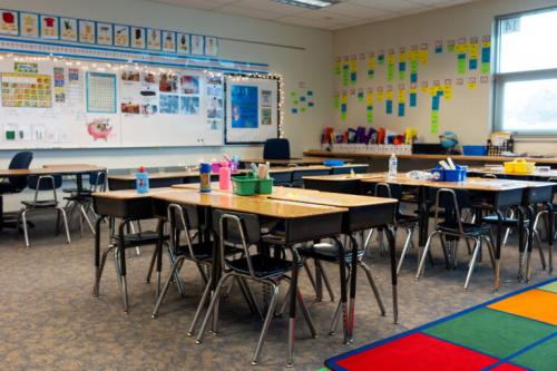 A classroom at Woodrow Wilson Elementary School in South Salt Lake is pictured on Tuesday, March 12, 2024. (Photo by Spenser Heaps for Utah News Dispatch)
