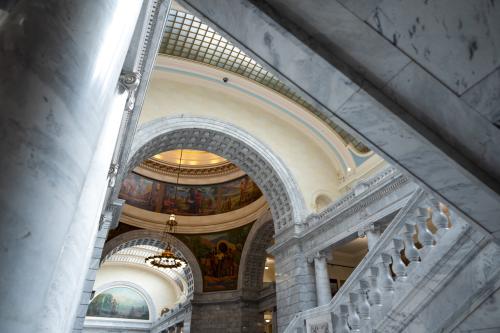 The Capitol rotunda is pictured on the first day of the legislative session in Salt Lake City on Tuesday, Jan. 16, 2024. (Photo by Spenser Heaps for Utah News Dispatch)