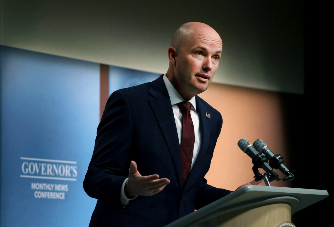 Gov. Spencer Cox speaks during his monthly news conference broadcast by PBS Utah from the Eccles Broadcast Center in Salt Lake City on Thursday, Jan. 16, 2025. (Pool photo by Laura Seitz/Deseret News)