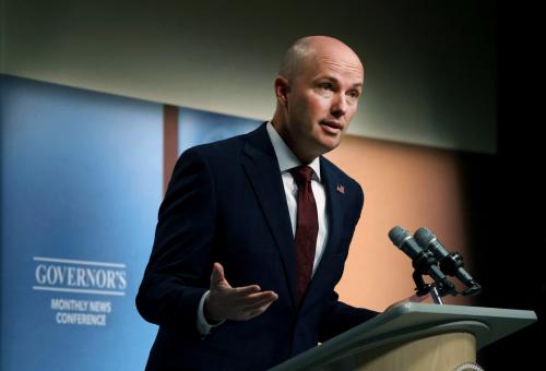 Gov. Spencer Cox speaks during his monthly news conference broadcast by PBS Utah from the Eccles Broadcast Center in Salt Lake City on Thursday, Jan. 16, 2025. (Pool photo by Laura Seitz/Deseret News)